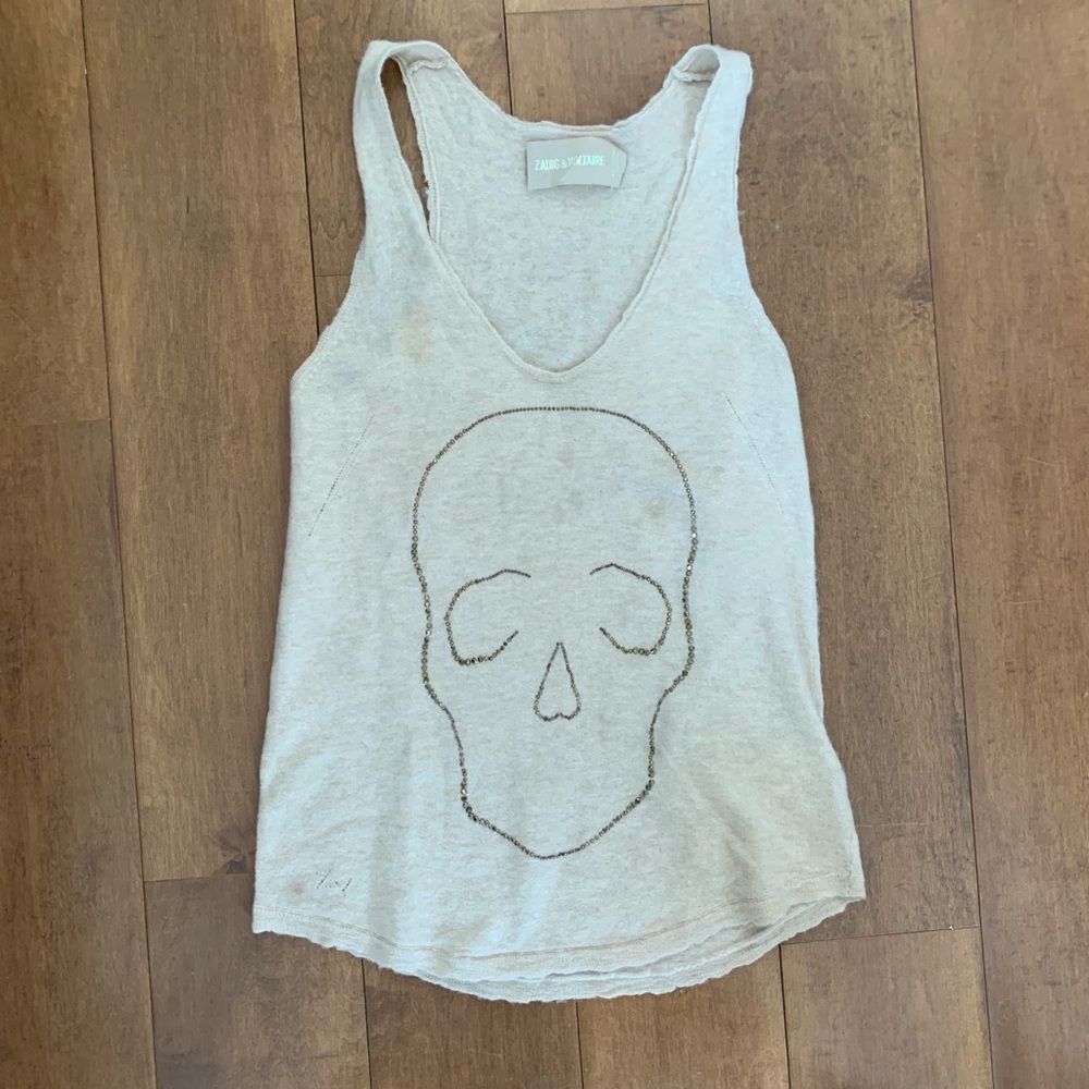 'Joss' Embellished Cashmere Tank ZADIG & VOLTAIRE